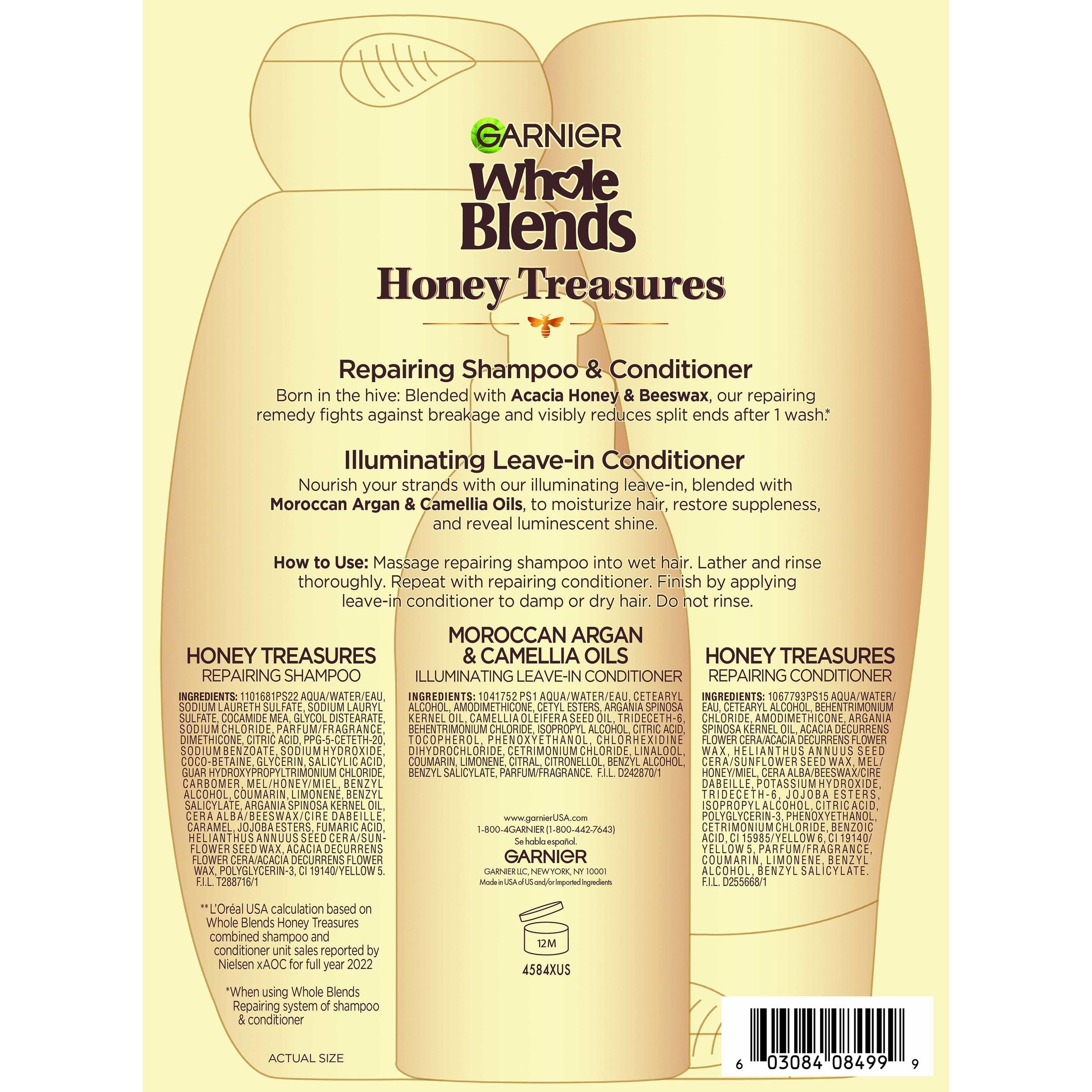 ($16 Value) Garnier Whole Blends Honey Treasures Shampoo Conditioner and Treatment Gift Set, Holiday Kit - image 4 of 8