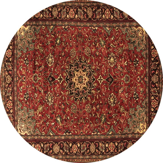 Ahgly Company Indoor Round Medallion Brown Traditional Area Rugs, 8' Round