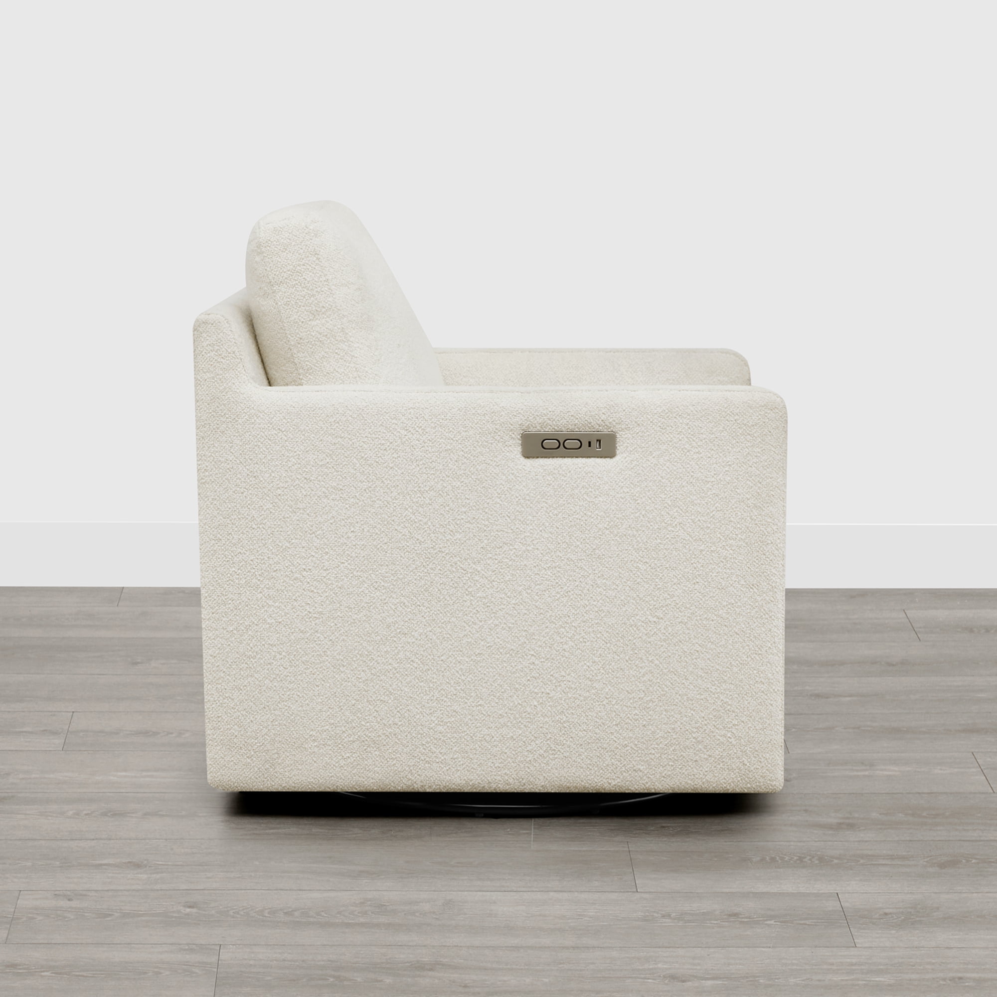 Spruce & Spring 270-Degree Swivel Accent Chair with Power Footrest & Charging Ports, Cream