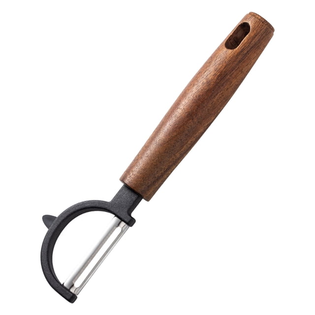 Pisexur Batería de cocina Cuchillo pelador de acero inoxidable con mango de madera, multifuncional para el hogar, para verduras, melón, cortar patatas, pelar y rallar para la cocina del hogar