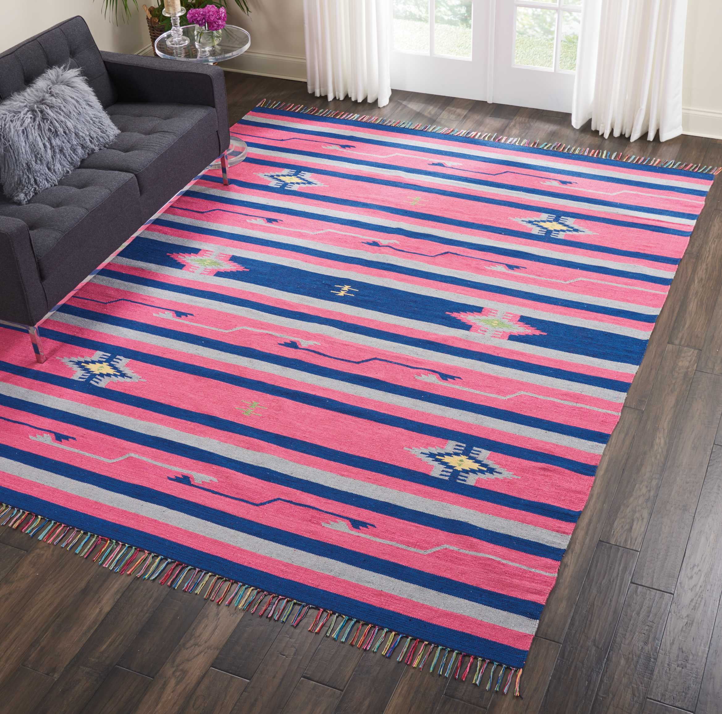 Nourison Baja Southwestern Tribal Pink/Blue Area Rug