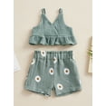 thumbnail image 2 of Bagilaanoe 2Pcs Toddler Baby Girls Short Pants Set Sleeveless Ruffle Vest Tops + Floral Shorts 6M 12M 18M 24M 3T 4T Kids Casual Summer Outfits, 2 of 9