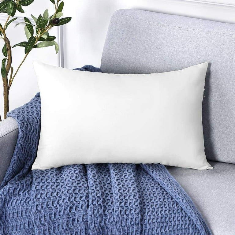 Premium Waterproof Throw Pillow Inserts, Water Resistant Square Form Cushion  Stuffer for Bed Couch Decorative Outdoor Sofa Pillows Inserts White, 18x18  Inches 