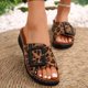 thumbnail image 2 of Bmisegm Women's Summer Round Head Thick Bottom Belt Buckle Outer Wear One Word Sandal Mop Sandals Women Summer Brown 6.5, 2 of 5