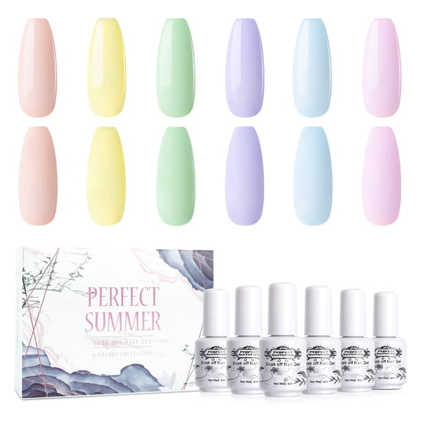 Perfect Summer Gel Nail Polish Set 6 Candy Colors Sweet Style UV Gel ...