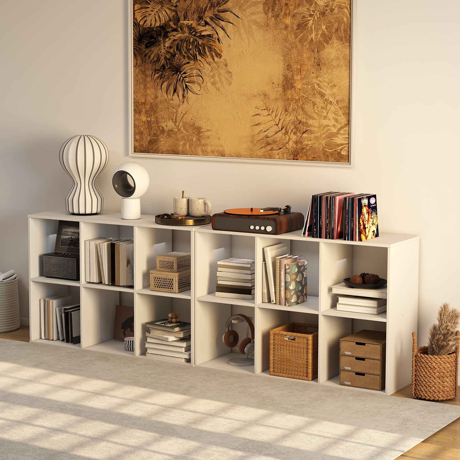 EDX 9 Cube Storage Organizer, Open Cube Storage Bookcase with 3 Removable Back Panels, 36" L×11.6" W×36"H, for Home & Office, White