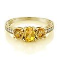 thumbnail image 2 of Gem Stone King 2.32 Ct Oval Yellow Citrine 18K Yellow Gold Plated Silver Moissanite Ring (Size 7), 2 of 4