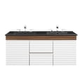 thumbnail image 2 of Modway Render 48" Wood Wall-Mount Bathroom Vanity in White/Walnut/Black, 2 of 8