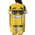 thumbnail image 6 of Fuzoiu Smiling With Sunglasses Print Women's Short-Sleeved Pajama Set,Lounge Sleepwear Set,Womens Pajama Sets 2 Piece,Button-Up Top and Shorts with Pockets-X-Large, 6 of 7