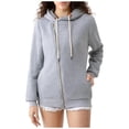 thumbnail image 3 of Women's Fashion Hoodie Solid Color Zipper Hooded Long Sleeved Top Women Hooded Pullover Sweatshirt Women Sweatshirt Dress Woman Sweatshirts Hoodies Women Zip up Hooded Sweatshirt Women Pullover Thin, 3 of 7