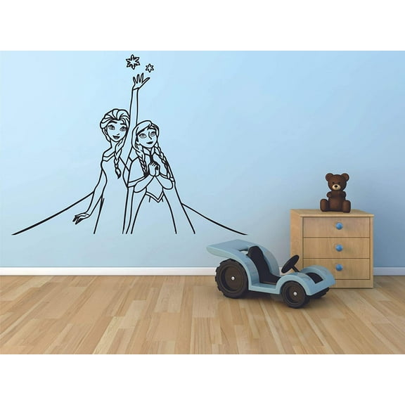 Elsa and Anna Frozen Wall Decals For Kids Rooms Let It Go Decor Girls Children Creative Animated Vinyl Decal Removable Stickers for Bedrooms Artwork Child Favorite Decoration Size (18x20 inch)