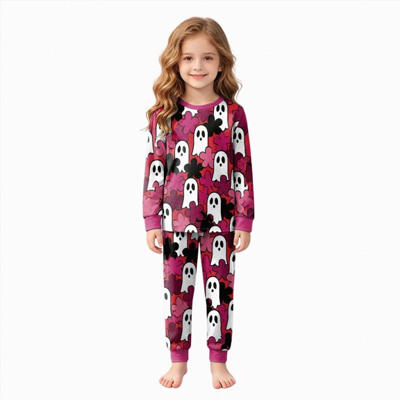 Leey-World Halloween Pajamas Toddler Girls Pajama Set Long Sleeve Top Long Pants Pajamas Kids Halloween Cute Pattern Pj Sets Sleepwear