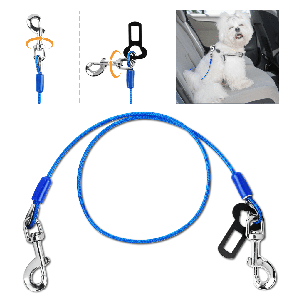 Petbobi Dog Car Seat Belt Restraint Chewproof Coated Steel Cable 16"/24