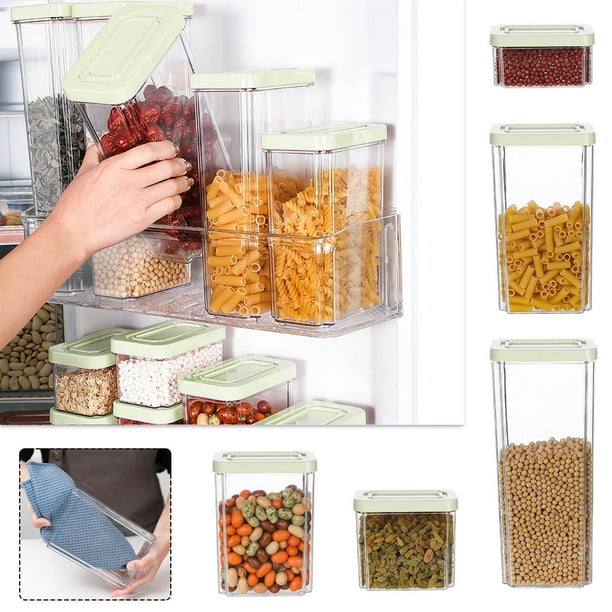 Recipiente hermético para almacenamiento de alimentos con tapa | Tarro alto de plástico para despensa para cereales, harina, pasta, arroz, café, frijoles | A prueba de fugas, transparente, gran