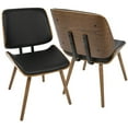 thumbnail image 2 of Lombardi Mid-Century Modern Dining/Accent Chair in Walnut with Black Faux Leather by LumiSource - Set of 2, 2 of 8