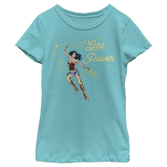 Girl's Wonder Woman 1984 Girl Power Graphic Tee Tahiti Blue Small