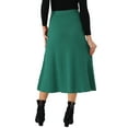 thumbnail image 3 of INSPIRE CHIC Women's Ribbed Knit A-Line Skirts Elastic High Waist Stretchy Sweater Midi Skirt M Dark Green, 3 of 6
