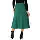 thumbnail image 3 of Falda midi de punto acampanada de mujer INSPIRE CHIC, con cintura alta elástica y tejido elástico, color verde oscuro, talla S, 3 of 6
