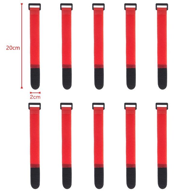 Magic Tape 10Pcs Reusable Hook Loop Nylon Straps Reverse Colored Fastening Tape Self Adhesive Cable Ties Wrap Bundle Fixed Ties 1500765-length 20cm width 2cm