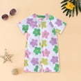thumbnail image 2 of Rvusndi Baby Girls Swimsuit One Piece Zipper Swimwear Toddler Short Sleeve Floral Printed Bathing Suit Rash Guard Summer Swimming for Beach Pool Wear 2-3 Years, 2 of 3