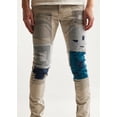 thumbnail image 2 of Embellish NYC Men's Arthur Repair Patchwork Distressed Skinny Fit Denim Jeans (32, Grey Wash), 2 of 5