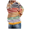 thumbnail image 3 of Fesfesfes Women Sweaters Rainbow Striped Round-necked Long-sleeved Knitted Pullover Sale Tops on Clearance, 3 of 9
