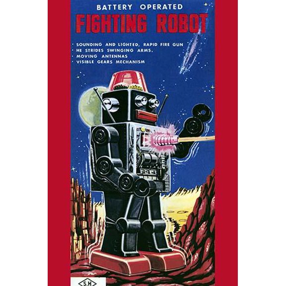 Fighting Robot- Fine Art Canvas Print (20" x 30")