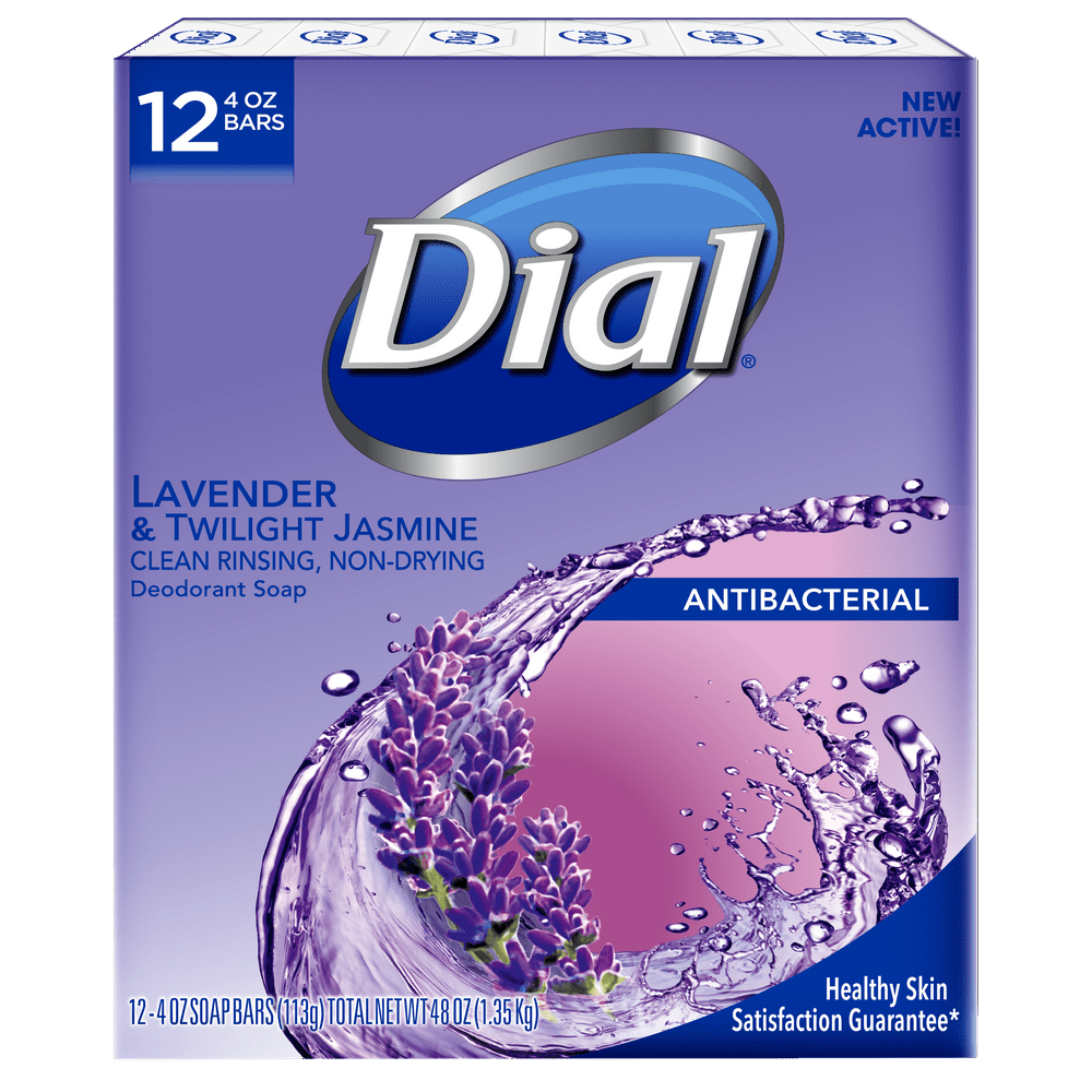 Dial Antibacterial Deodorant Bar Soap, Lavender & Twilight Jasmine, 4