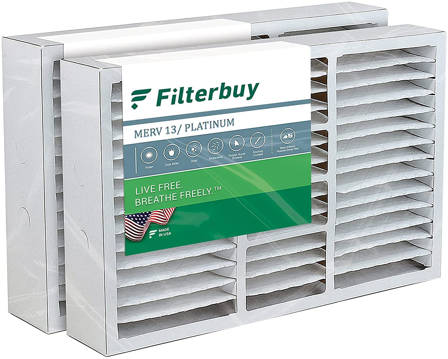 FilterBuy 20x25.25x3.5 Air Filter MERV 13 2-Pack, Platinum Pleated Replacement HVAC AC Furnace Filters for Aprilaire Space-Gard 