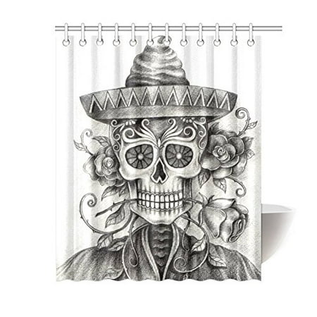 Pop Art Sugar Skull Human Skeleton Custom Home Decor Shower