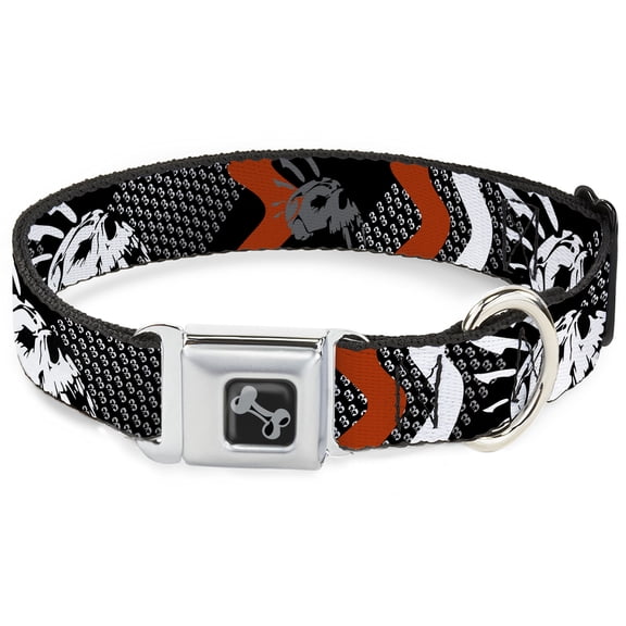 Buckle-Down Pet Collar, Dog Collar Metal Seatbelt Buckle, Buckle Down Die Hard Skull Black Tans, 9.5 to 13 Inches 1.0 Inch Wide
