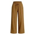 thumbnail image 6 of jiaxiM Linen Pants for Women Elastic Waist Linen Palazzo Pants Drawstring Fashion Work Trousers for Women Cotton Lounge Pants Women Business Casual Outfits, 6 of 7