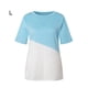 thumbnail image 1 of Camiseta de mujer Color Block Manga corta Top Blusa de cuello redondo, Azul, L Noticed AP002555-43, 1 of 7