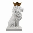 thumbnail image 4 of 14.5" H White Sitting Lion W/ Gold Crown Resin Statue Home Decor Living Room Display, 4 of 4