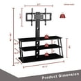 thumbnail image 6 of Lowestbest Multi-Function Adjustable Tempered Glass TV Stand with 3 Tier, Black, 6 of 10