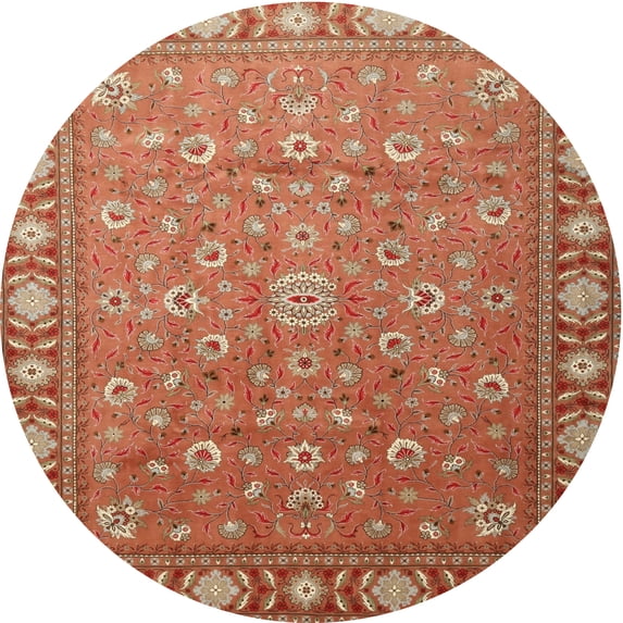 Ahgly Company Machine Washable Indoor Round Traditional Grapefruit Red Area Rugs, 3' Round