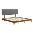 thumbnail image 6 of King Size Solid Dry Bamboo Wood 12 Inch Platform Bed, with Gray Curved Upholstered Adjustable Headboard, Easy Assembly, 6 of 8