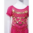 thumbnail image 5 of iixpin Kids Girls Belly Dance Costume Arabian Princess Dress Up Outfit Crop Top with Bloomers Trousers Set Hot Pink 2Pcs/Set 6-8, 5 of 7