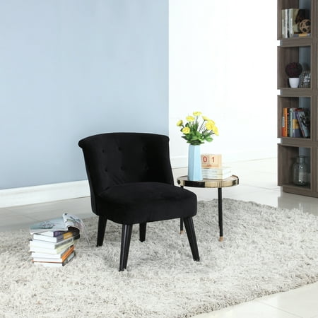 Fabric Accent Chairs Classic and Traditional Living Room Velvet Fabric Accent Chair with Tufted Details, Black ()