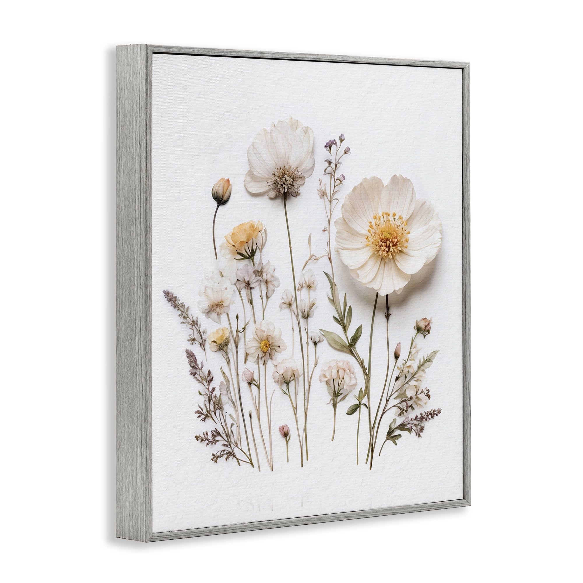 Pressed Bathroom Botanicals Gray Framed Giclee Art, design by Lettered and Lined
