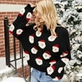 thumbnail image 2 of Herrnalise Women's Knitted Crop Tops Christmas Santa Claus Print Round-Neck Long Sleeve Sweater Tops Pullover Jumper Sweaters, 2 of 6