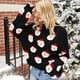 thumbnail image 2 of Suéteres de otoño para mujer, UMfun, suéteres de manga larga con cuello redondo y estampado navideño de Papá Noel para mujer, 2 of 5