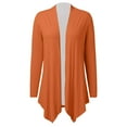 thumbnail image 4 of Ediodpoh Women Fashion Long Sleeve Cardigan for Women Autumn Lightweight Open Front Draped Mid Long Asymmetric Coat Orange S, 4 of 5