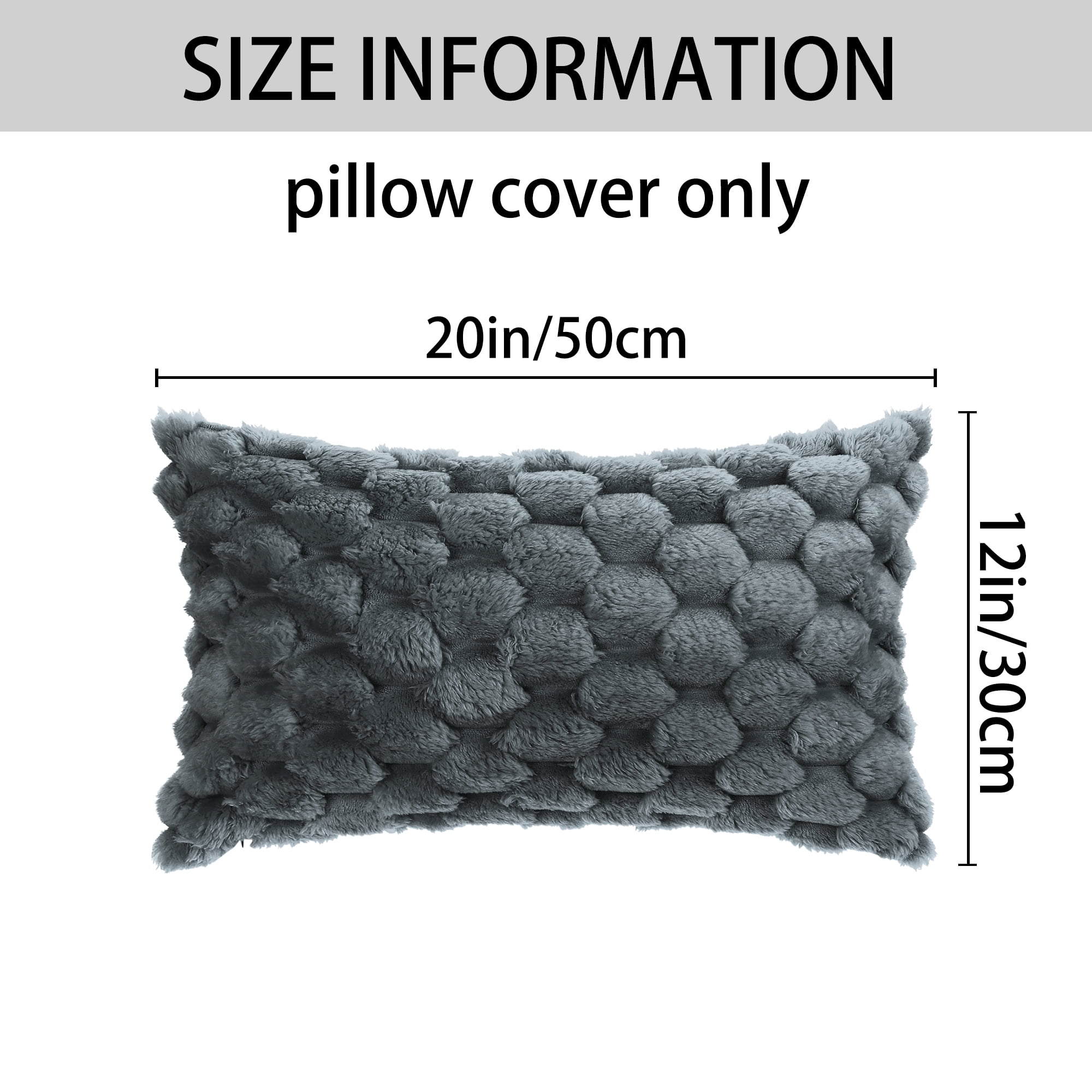 Unique Bargains 2 Soft Throw Pillow Covers Fur Decorative Fuzzy Plush Cushion Covers Gray 12" x 20"