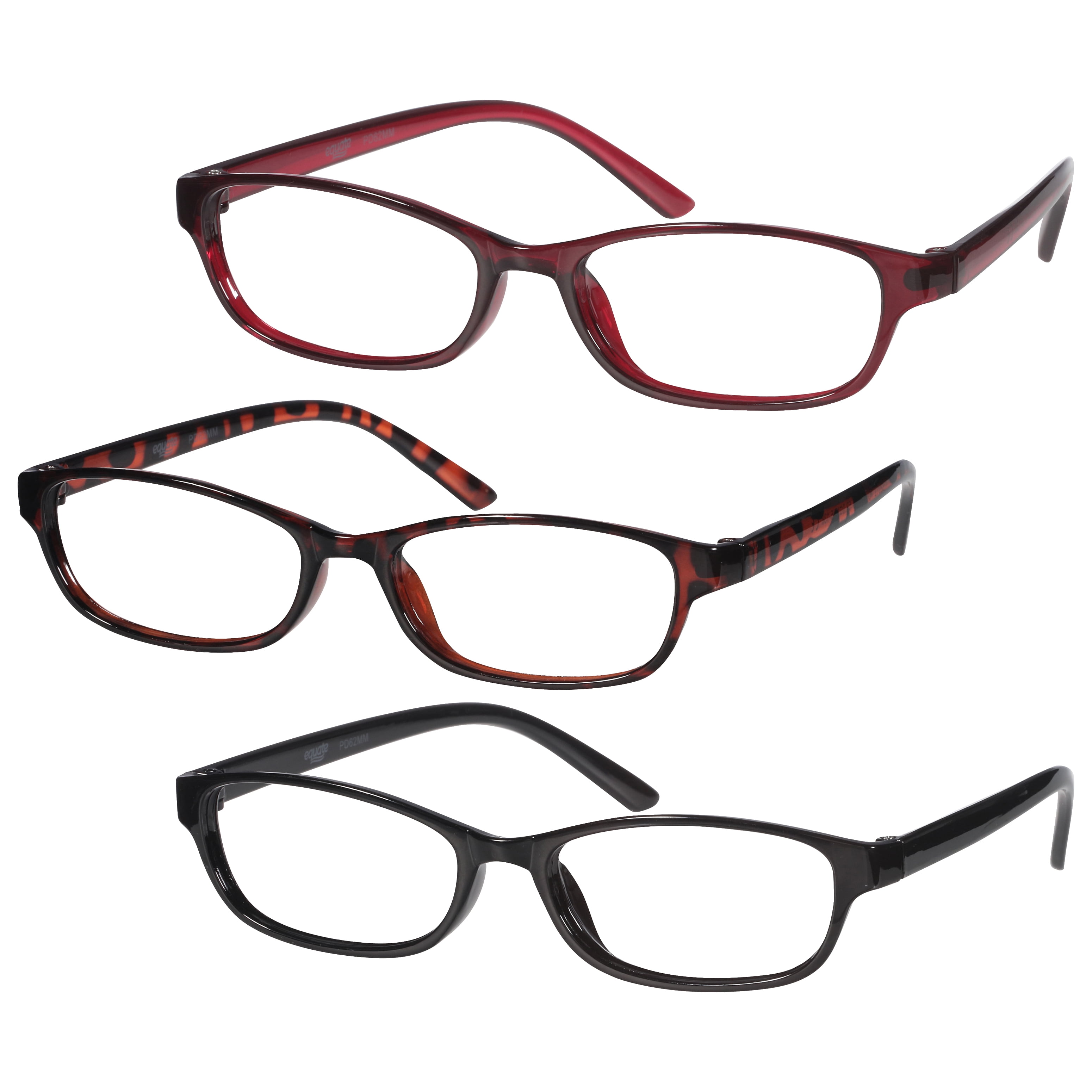 (2 pack) Equate 3-pack Women's Rectangular Reading Glasses Ts-2012, +1.50