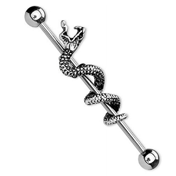 Industrial Barbell CZ 316L Surgical Steel Industrial Bar Snake