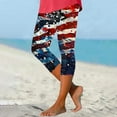 thumbnail image 2 of QATAINLAV Womens 4th of July Outfit Plus Size Legging Capris Trendy American Flag Print Lightweight Soft Yoga Cropped Pants Blue XL Ofertas de Hoy en Liquidación, 2 of 6