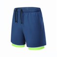 thumbnail image 3 of Men'S 2 in 1 Running Shorts Quick Dry Gym Athletic Workout Shorts for Men with Phone Pockets Blue M, 3 of 8