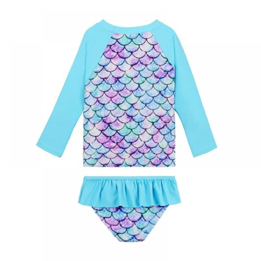 BULLPIANO Baby/Toddler Girls Rash Guard 2-Piece Swimsuit Set - Long ...