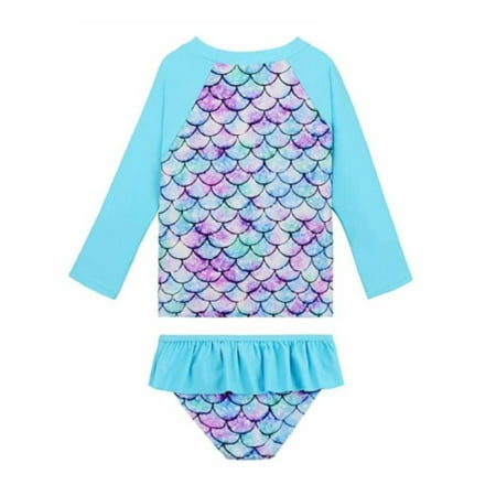 

Baby/Toddler Girls Rash Guard 2-Piece Swimsuit Set - Long Sleeve Bikini with UPF 50+ Sun Protection